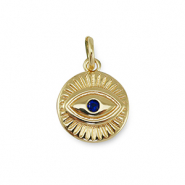 Brass TQ metaal bedels zirkonia evil eye Gold-dark blue