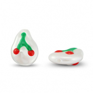 Acryl kralen kersen Pearl-green-red