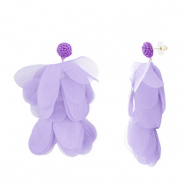 Trendy oorbellen/oorstekers chiffon bloem Lavender-gold