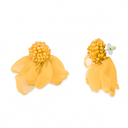 Trendy oorbellen/oorstekers chiffon bloem Yellow-gold