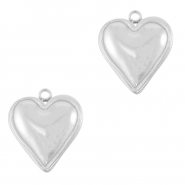 Roestvrij stalen (RVS) Stainless steel bedels hart Silver