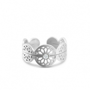 Roestvrij stalen (RVS) Stainless steel ringen bloem Silver