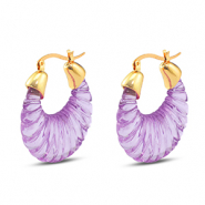 Trendy resin oorbellen ovaal Gold-transparent purple