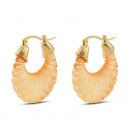 Trendy resin oorbellen ovaal Gold-transparent orange