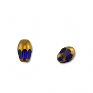 Glaskralen ovaal Blue transparent-gold