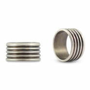 Schuivers DQ metaal ring met ribbel Antiek zilver (Nikkelvrij)