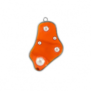 Resin hangers irregular met parels Silver-orange-white