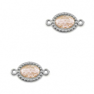 Roestvrij stalen (RVS) Stainless steel tussenstukken zirkonia ovaal Silver-light orange