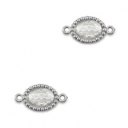 Roestvrij stalen (RVS) Stainless steel tussenstukken zirkonia ovaal Silver-transparent