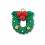 Resin hangers kerstkrans Green-red-yellow