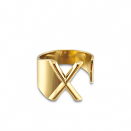 Roestvrij stalen (RVS) Stainless steel ringen letter X Gold