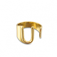 Roestvrij stalen (RVS) Stainless steel ringen letter U Gold