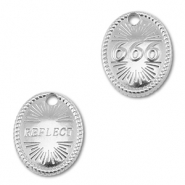 BY31® Roestvrij stalen (RVS) stainless steel bedel angelnumbers 666 / reflect Silver