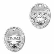 BY31® Roestvrij stalen (RVS) stainless steel bedel angelnumbers 555 / change Silver