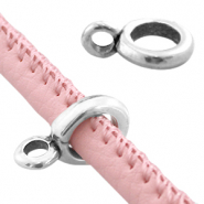 Metalen DQ hanger met oog (voor gestikt leer 4mm) Antiek zilver (nikkelvrij)