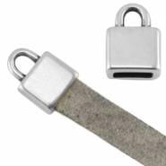 DQ metaal eindkapje vierkant (voor 5mm plat leer) Antiek zilver (nikkelvrij)