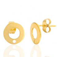 Roestvrij stalen (RVS) Stainless steel oorbellen / oorstekers 10mm met oogje Goud