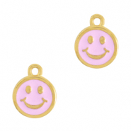 Bedels DQ metaal smiley Goud-light pink (nikkelvrij)
