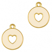 Bedels DQ metaal hart Goud-ivory white (nikkelvrij)