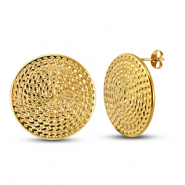 Roestvrij stalen (RVS) Stainless steel oorbellen / oorstekers rond Gold