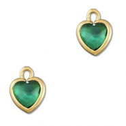 Hangers van Crystal glas hart Emerald green-gold