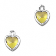 Hangers van Crystal glas hart Yellow-silver