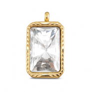 BY31® Roestvrij stalen (RVS) Stainless steel bedels rechthoek Gold