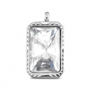 BY31® Roestvrij stalen (RVS) Stainless steel bedels rechthoek Silver