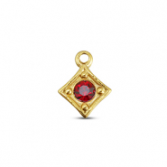 BY31® Roestvrij stalen (RVS) Stainless steel bedels ruit Gold-ruby red