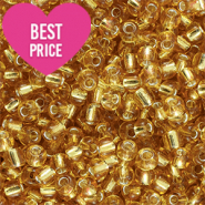 Glaskralen Rocailles 6/0 (4mm) Silverlined light yellow gold