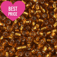 Glaskralen Rocailles 12/0 (2mm) Silverlined copper brown