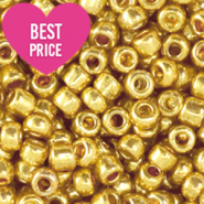Glaskralen Rocailles 8/0 (3mm) Metallic shine gold