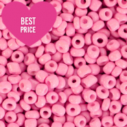 Glaskralen Rocailles 8/0 (3mm) Punch pink