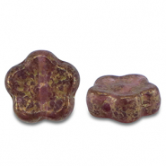 Czech kralen sunset flower 10mm Transparent purple-gold