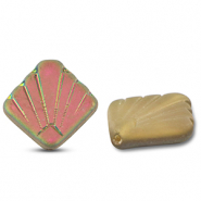 Czech kralen diafan 17mm Dark greige-AB coating