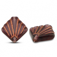 Czech kralen diafan 17mm Transparent purple-copper