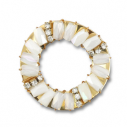 Top facet hangers rond White AB-white transparent AB-gold
