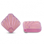 Czech kralen diafan 17mm Transparent pink AB-pink