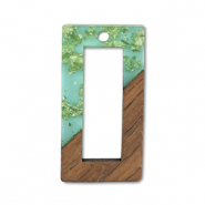 Houten hangers rechthoek Green transparent-gold-brown