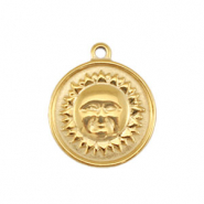 Roestvrij stalen (RVS) Stainless steel bedels zon Goud