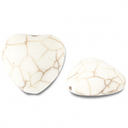 Kralen keramiek hart Off white