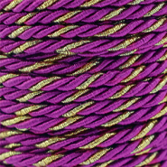 Trendy koord twisted 3mm Magenta purple-gold