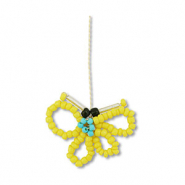 Hangers van glaskralen vlinder Yellow-turquoise-black