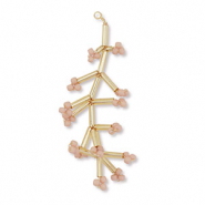 Hangers van glaskralen bloem Gold-vintage pink