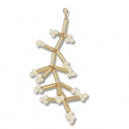 Hangers van glaskralen bloem Gold-off white