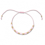 Trendy armbanden mixed beads Light pink-gold
