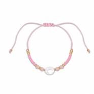 Trendy armbanden mixed beads Pink-white-gold