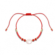 Trendy armbanden mixed beads Red-white-gold