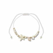 Trendy armbanden mixed beads White-gold