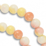 8 mm glaskralen Pink-yellow-white